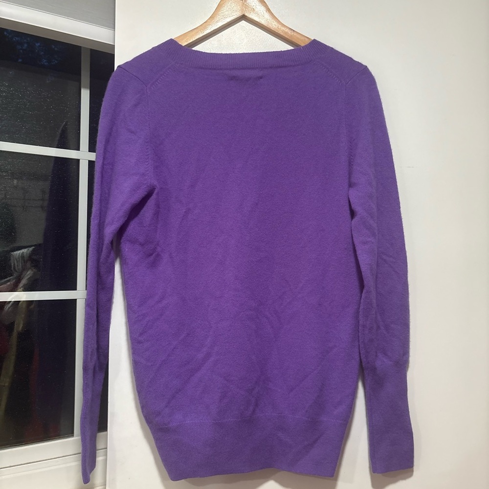 J.Crew Italian Cashmere Purple V-Neck Sweater